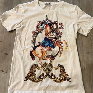 Hermes White Graphic Horse Print Men’s T-Shirt